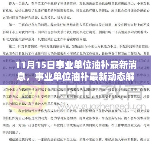 事业单位油补最新动态解析，产品特性、用户体验与目标用户分析（最新消息）