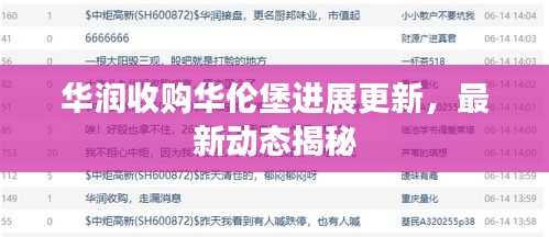 华润收购华伦堡进展更新，最新动态揭秘