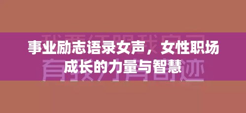事业励志语录女声，女性职场成长的力量与智慧